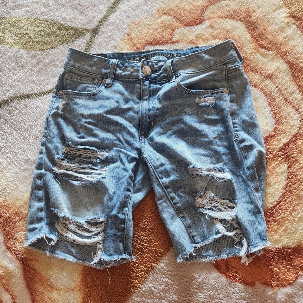 light blue distressed denim jortsoriginally bought from american eagle